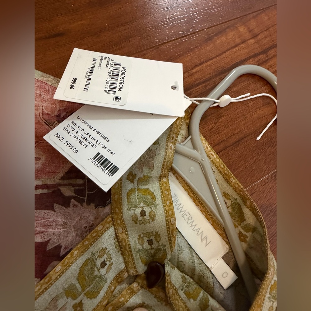 Zimmermann Tallow Printed 100% Silk Midi  Dress - Picture 2 of 5